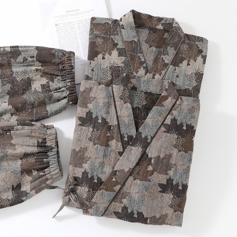 Kimono-Pyjama-Set aus Baumwolle mit Ahornblattmuster - image 62