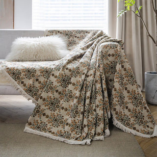 Sofaschoner mit Jacquard-Quaste und Pflaumenblütenmuster - Beige - 180cm x 260cm - image 1