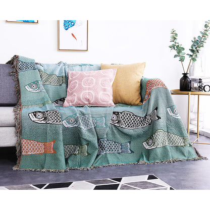 Wendedecke mit Quasten und Koi-Print