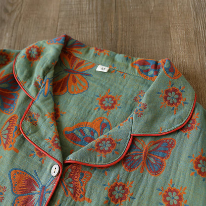 Loungewear-Set aus Baumwolle mit Vintage-Schmetterlingsdruck