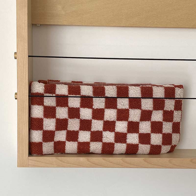 Ownkoti Badetuch-Set mit Schachbrettmuster und Farbblockdesign