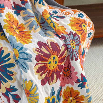 Badetuch aus weicher Baumwolle mit leuchtenden Blumen