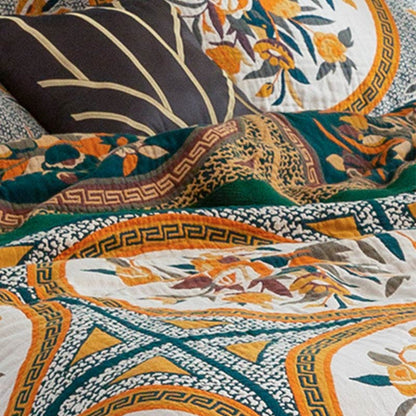 Ownkoti – Bequeme doppelseitige Steppdecke aus Baumwolle mit Blumenmuster