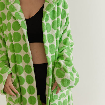Bademantel mit Kapuze und Gürtel im Polka Dot-Design