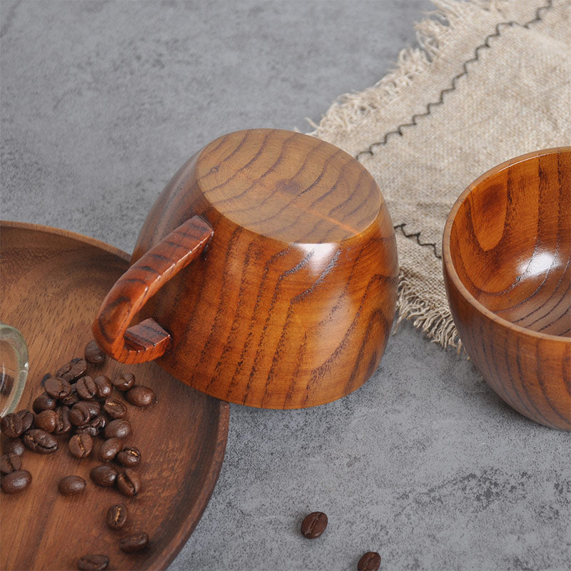 Ownkoti Teetasse aus natürlichem Holz mit Henkel (2 Stück)