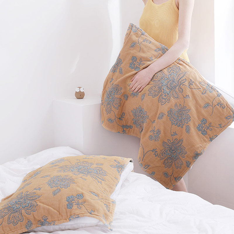 Doppelseitiges Kissenhandtuch aus Baumwolle mit Boho-Blumenmotiv (2 Stück)