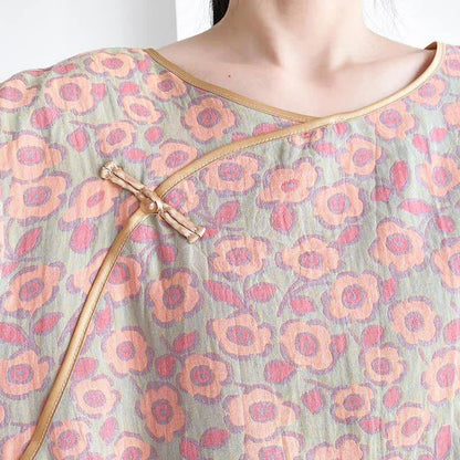 Loungewear-Set mit Rundhalsausschnitt und Blumenmuster in Übergröße