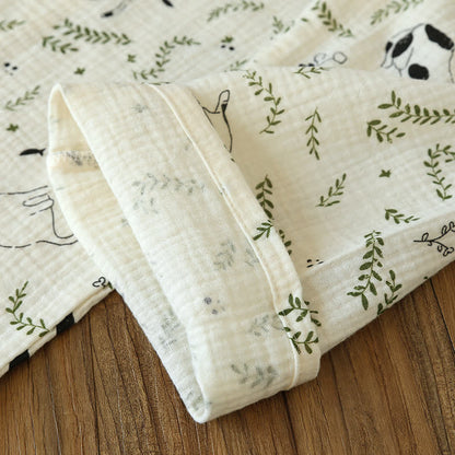 Süßes Pyjama-Set aus Baumwolle mit Katze und Blatt