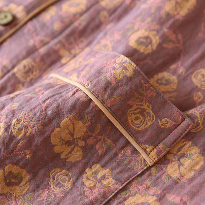 Pyjama-Set aus Baumwollgaze im Retro-Rose-Design - image 8