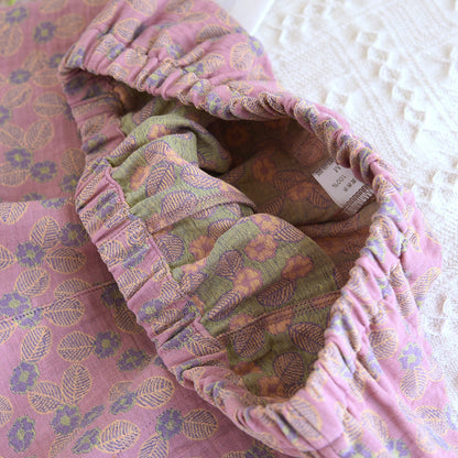 Pyjama-Set aus reiner Baumwolle mit Jacquardmuster und Blättern