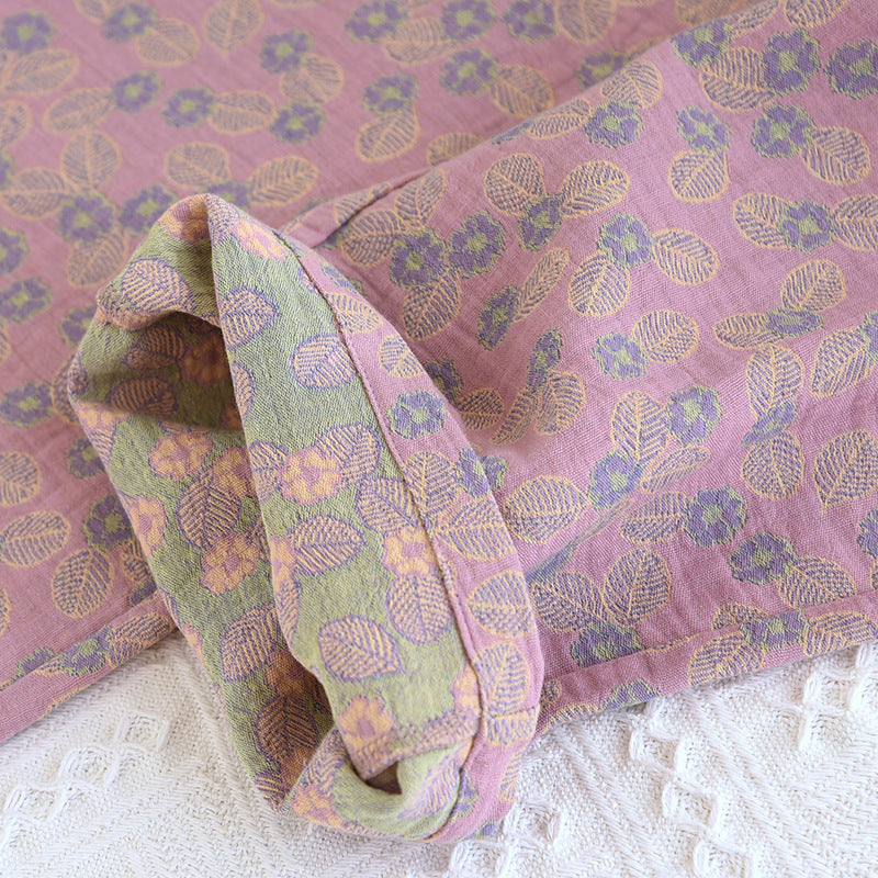Pyjama-Set aus reiner Baumwolle mit Jacquardmuster und Blättern