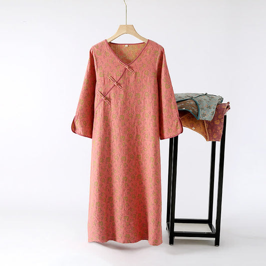 Garngefärbtes Nachthemd aus geblümter Jacquard-Baumwolle