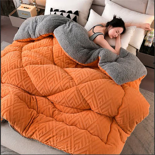 Dicke Sherpa-Winterdecke mit Steppkern - Orange - König - image 0