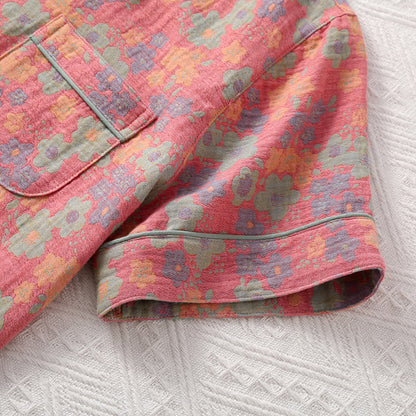Kurzarm-Pyjama-Set aus Baumwollgaze (3-teilig)