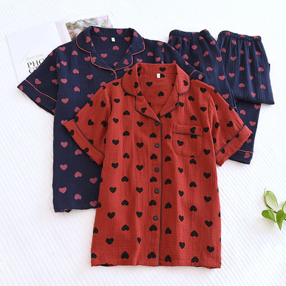 Pyjama-Set aus reiner Baumwolle mit Herz-Print (3-teilig)