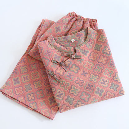 Garngefärbtes Loungewear-Set aus Jacquard-Baumwolle