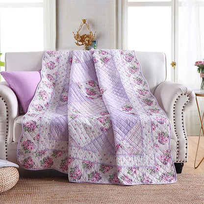 Weiche Steppdecke aus reiner Baumwolle im pastoralen Patchwork-Stil