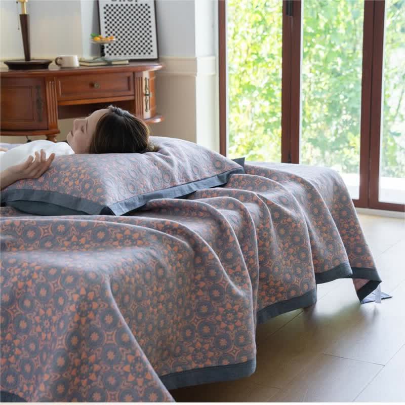 Luxuriöse, weiche Steppdecke aus Baumwollgaze-Jacquard
