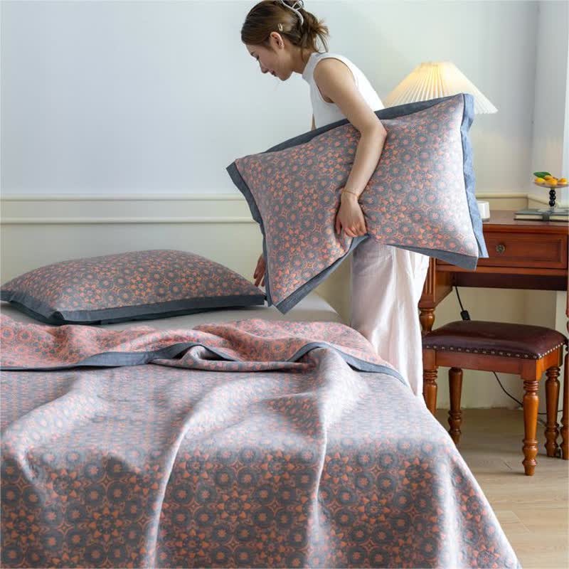 Luxuriöse, weiche Steppdecke aus Baumwollgaze-Jacquard