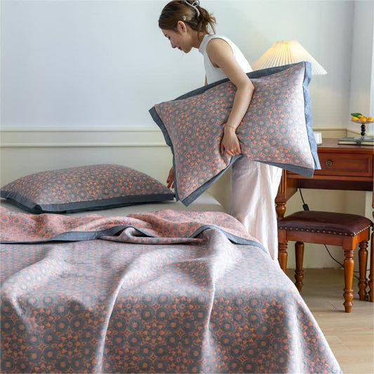 Luxuriöse, weiche Steppdecke aus Baumwollgaze-Jacquard