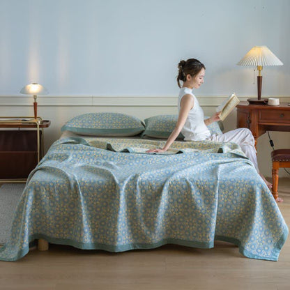 Luxuriöse, weiche Steppdecke aus Baumwollgaze-Jacquard