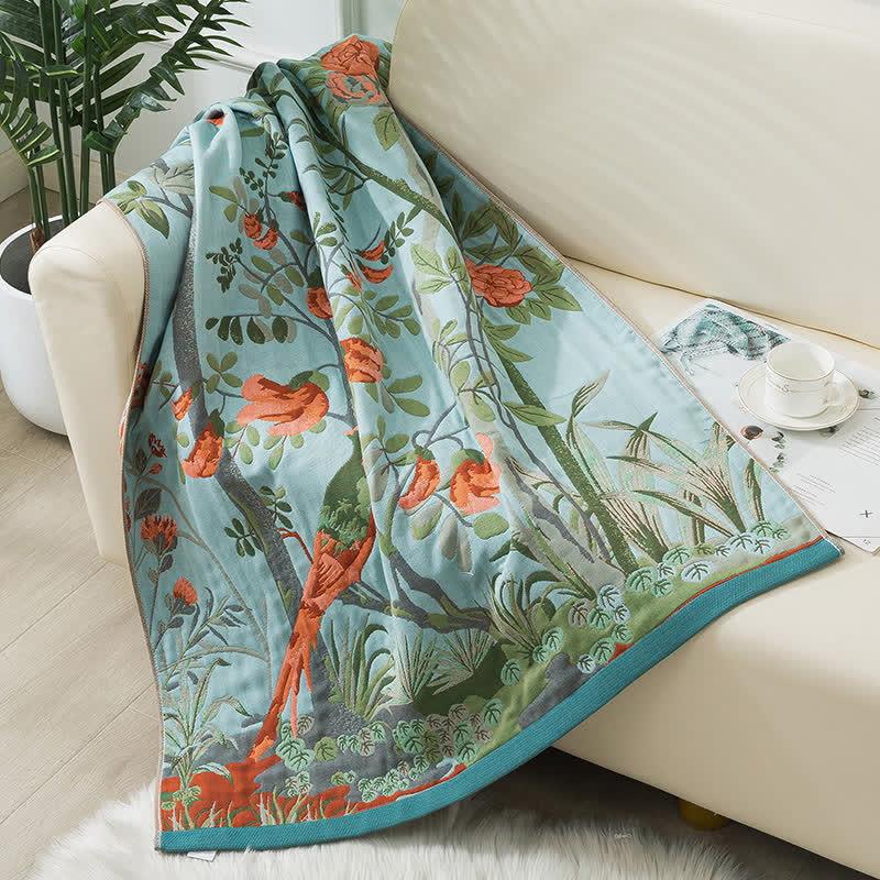Badetuch aus vierlagiger Gaze mit Blumenmuster