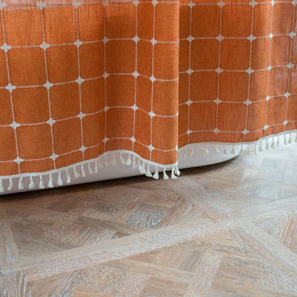 Karierter Duschvorhang aus Baumwollleinen im Landhausstil