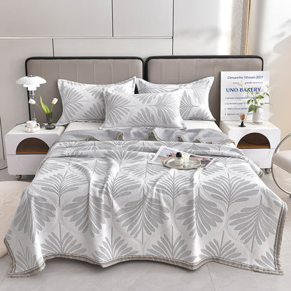 Atmungsaktive Handtuchdecke mit Jacquard-Blattmuster