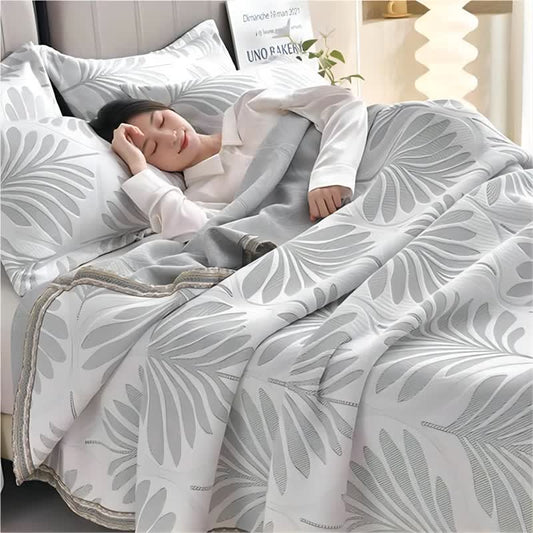 Atmungsaktive Handtuchdecke mit Jacquard-Blattmuster