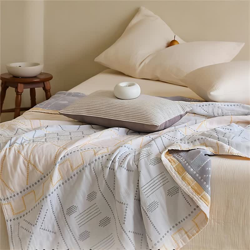 Leichte Steppdecke aus dreilagiger Gaze-Baumwolle