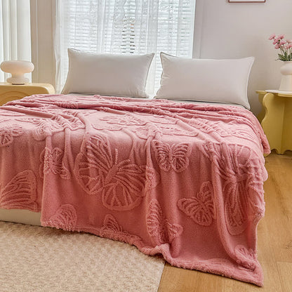 Wende-Fleecedecke mit Schmetterlingen in einfarbiger Farbe