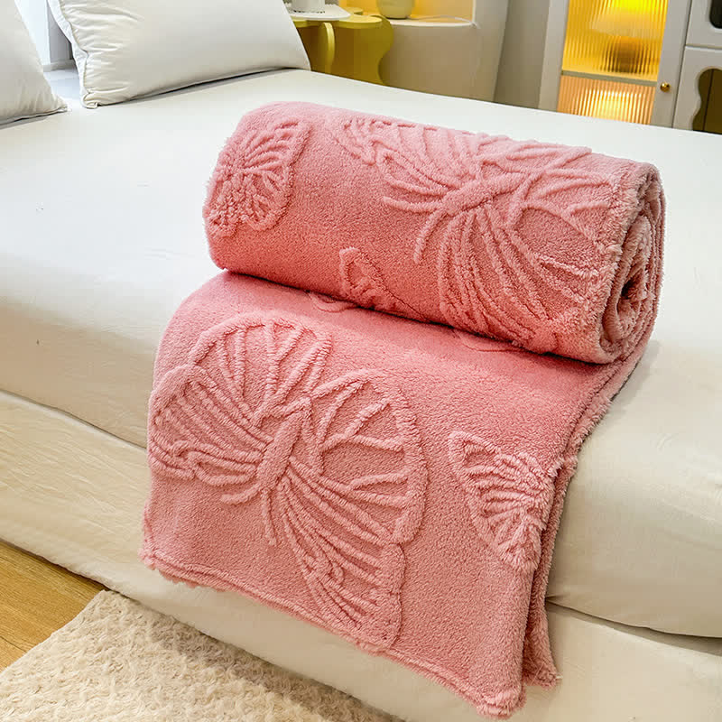 Wende-Fleecedecke mit Schmetterlingen in einfarbiger Farbe