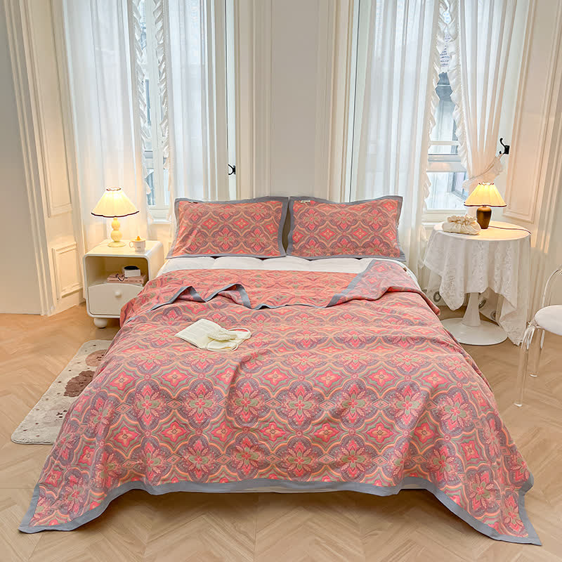 Sommersteppdecke im Retro-Stil aus reiner Baumwolle
