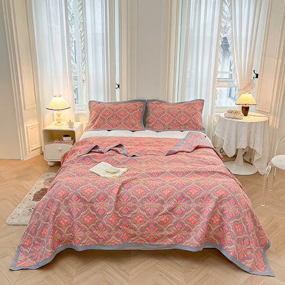 Sommersteppdecke im Retro-Stil aus reiner Baumwolle