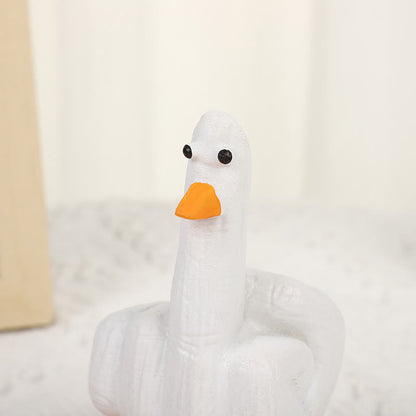 Lustige Mittelfinger-Entenstatuen aus Harz
