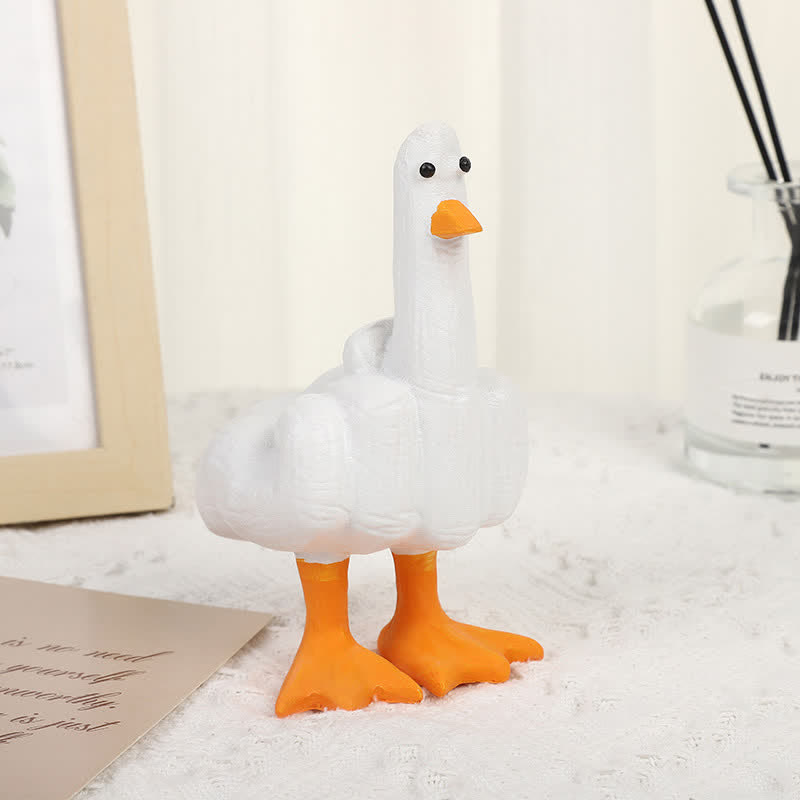Lustige Mittelfinger-Entenstatuen aus Harz