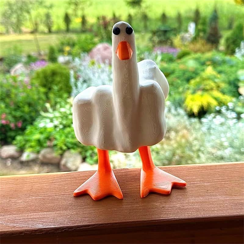 Lustige Mittelfinger-Entenstatuen aus Harz