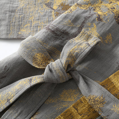 Atmungsaktiver Retro-Kimono-Bademantel aus reiner Baumwolle