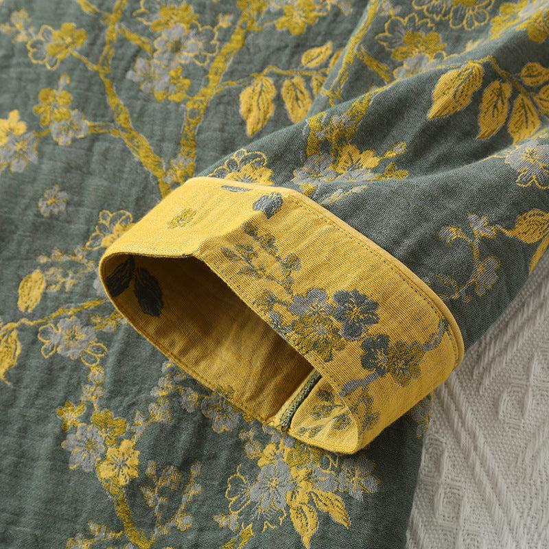 Jacquard Vintage Loungewear-Set aus reiner Baumwolle