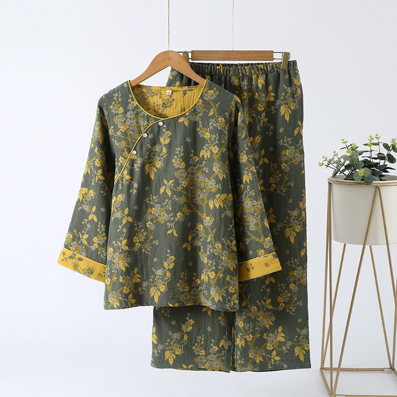 Jacquard Vintage Loungewear-Set aus reiner Baumwolle