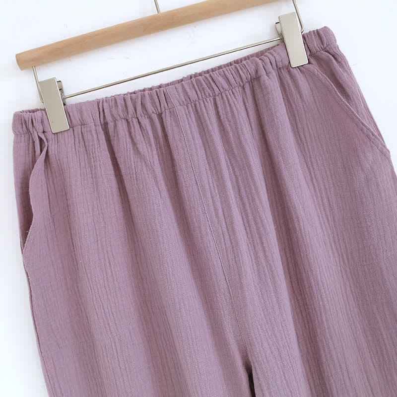 Doppellagiges Pyjama-Set aus Baumwollgaze mit Revers
