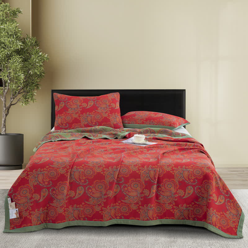 Bequeme Steppdecke aus Baumwollgaze im Retro-Jacquard-Stil