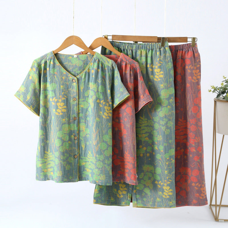 Loungewear-Set mit kurzen Ärmeln und Cropped-Hose - image 0