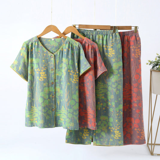 Loungewear-Set mit kurzärmligen Crop-Hosen