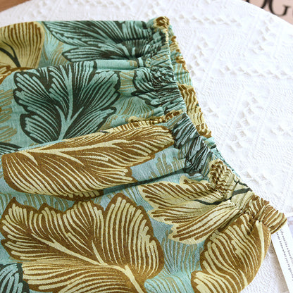 Garngefärbtes Loungewear-Set aus Baumwolle mit Blättern