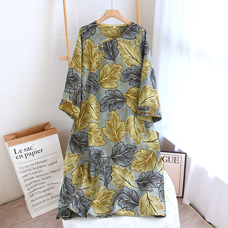Garngefärbtes Loungewear-Set aus Baumwolle mit Blättern