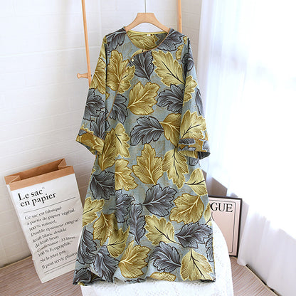 Garngefärbtes Loungewear-Set aus Baumwolle mit Blättern
