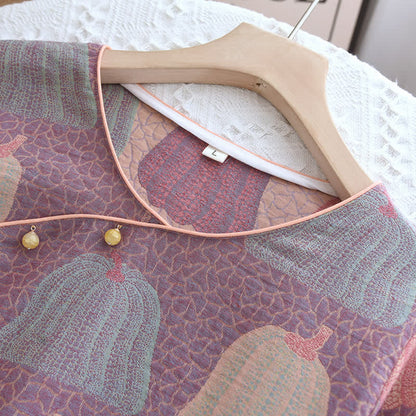 Pastorales Kürbis-Pyjama-Set aus reiner Baumwolle