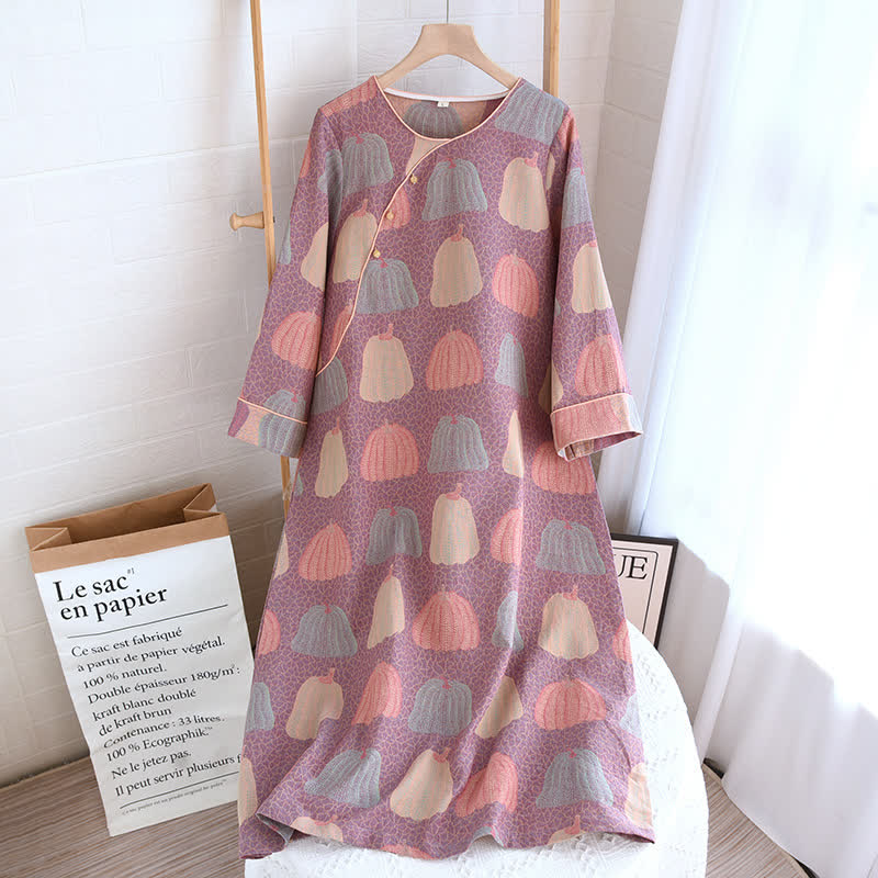 Pastorales Kürbis-Pyjama-Set aus reiner Baumwolle