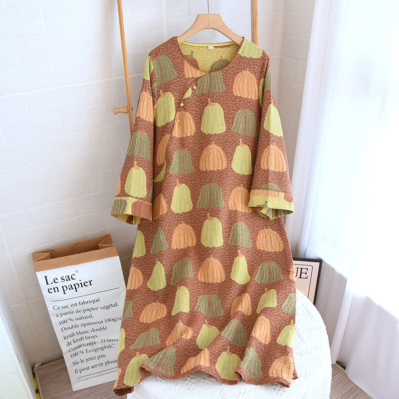 Pastorales Kürbis-Pyjama-Set aus reiner Baumwolle